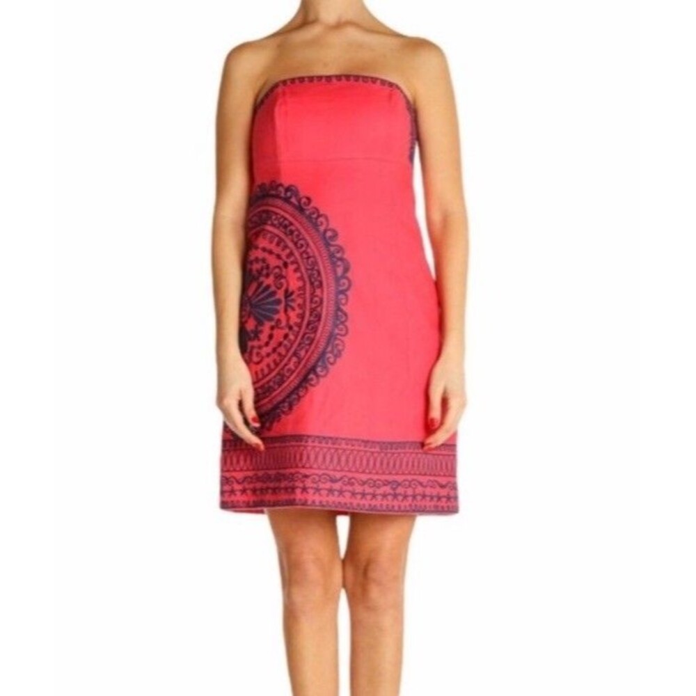 Lilly Pulitzer Bowen Dress Straple Embroidery Basket Weave Island Coral Cotton 4